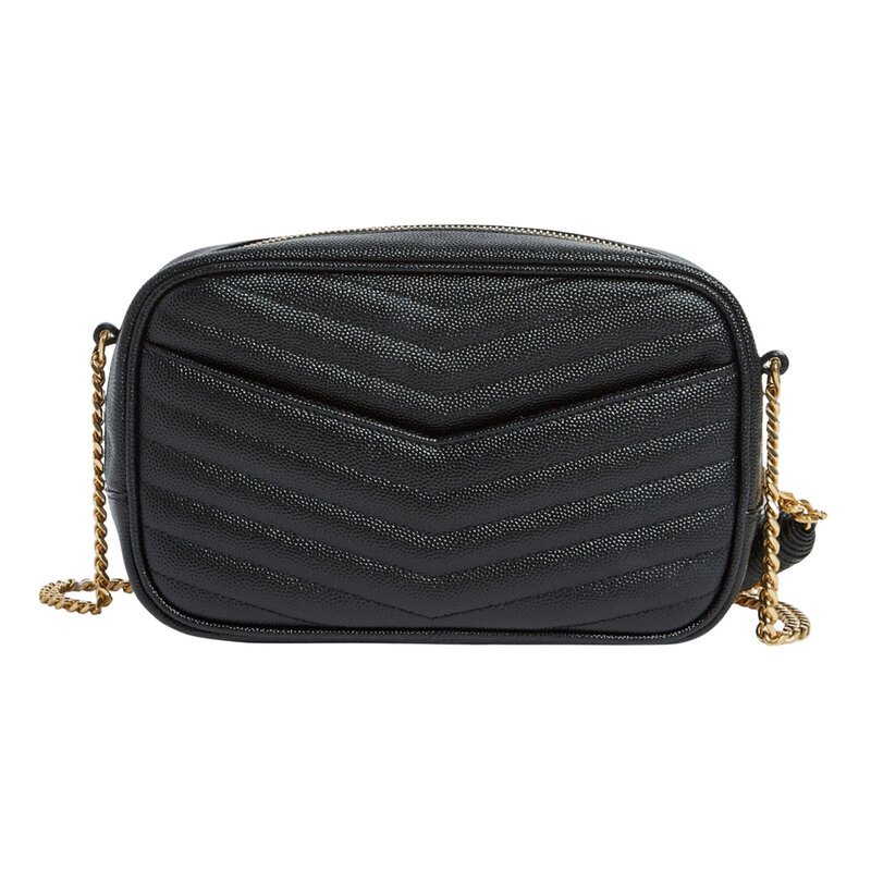 SAINT LAURENT SAINT LAURENT GRAIN DE POUDRE MINI LOU CAMERA BAG BLACK GOLD