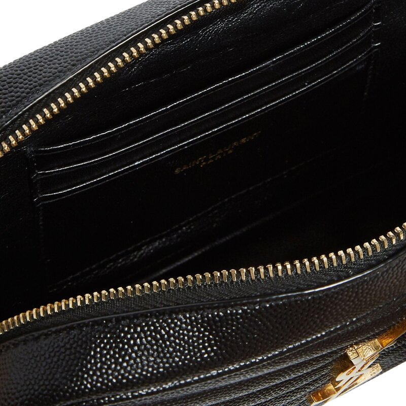 SAINT LAURENT GRAIN DE POUDRE MINI LOU CAMERA BAG BLACK GOLD