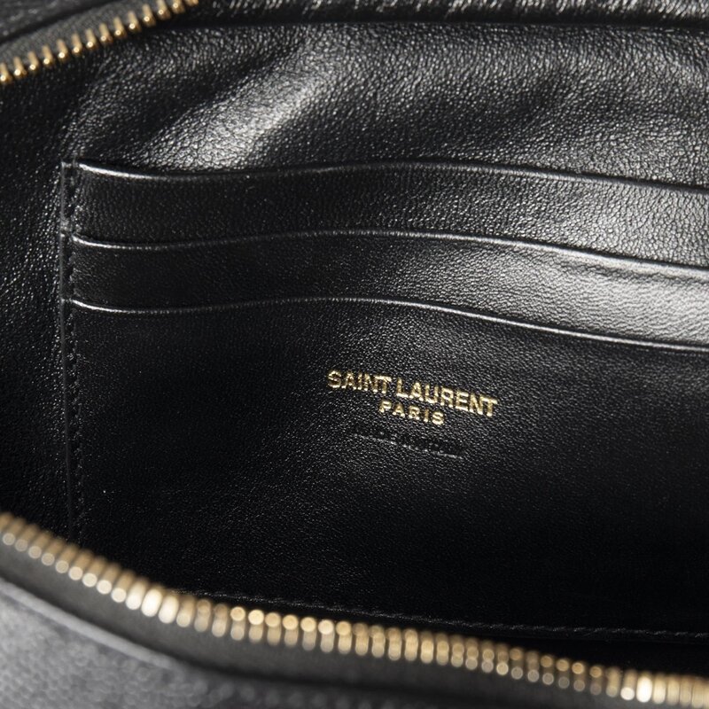 SAINT LAURENT SAINT LAURENT GRAIN DE POUDRE MINI LOU CAMERA BAG BLACK GOLD