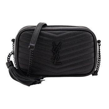 SAINT LAURENT SAINT LAURENT GRAIN DE POUDRE MINI LOU CAMERA BAG BLACK ON BLACK