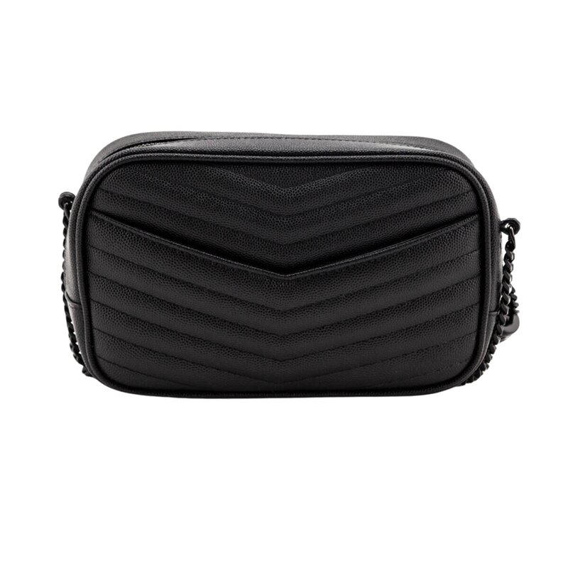 SAINT LAURENT SAINT LAURENT GRAIN DE POUDRE MINI LOU CAMERA BAG BLACK ON BLACK