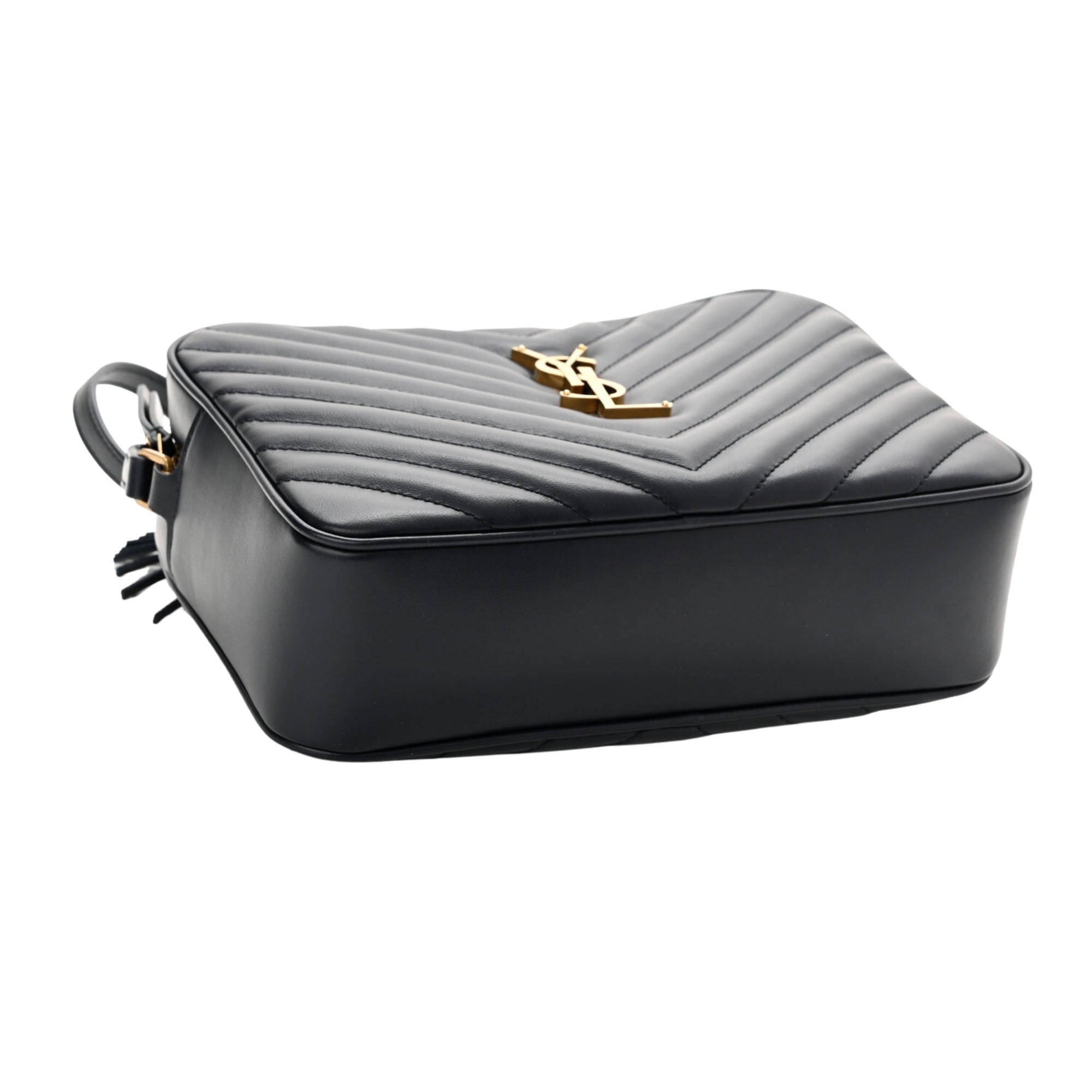 SAINT LAURENT Calfskin Matelasse Monogram Monochrome Lou Camera Bag Black  1237809