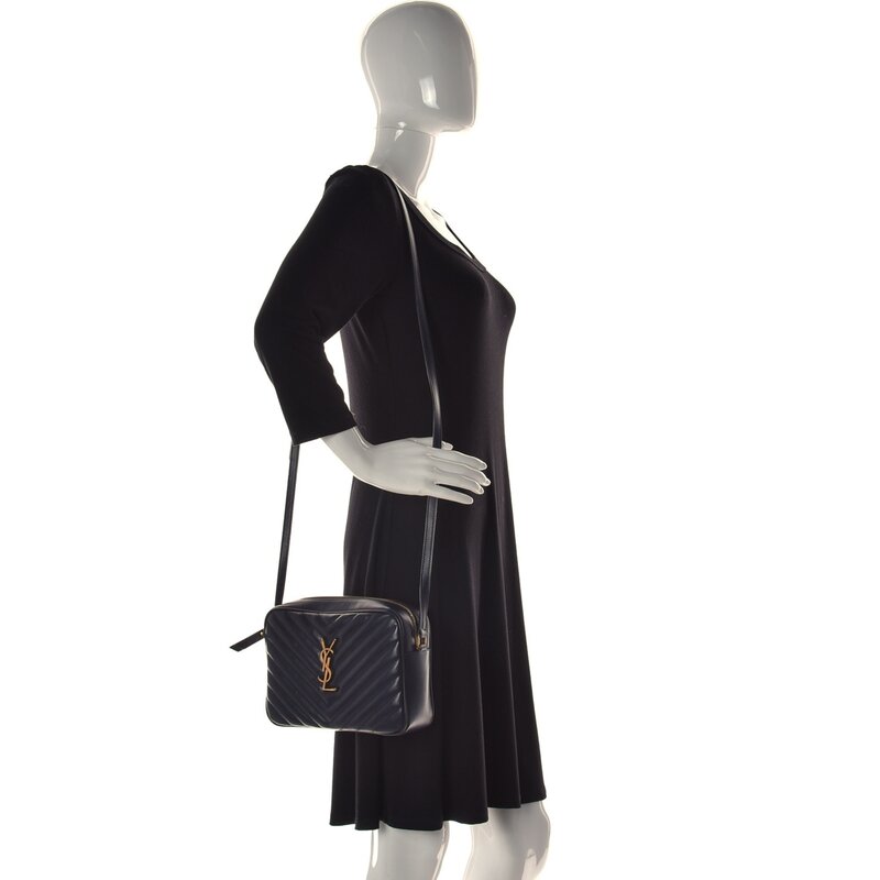 SAINT LAURENT SAINT LAURENT CALFSKIN MATELASSE MONOGRAM BLACK LOU CAMERA BAG