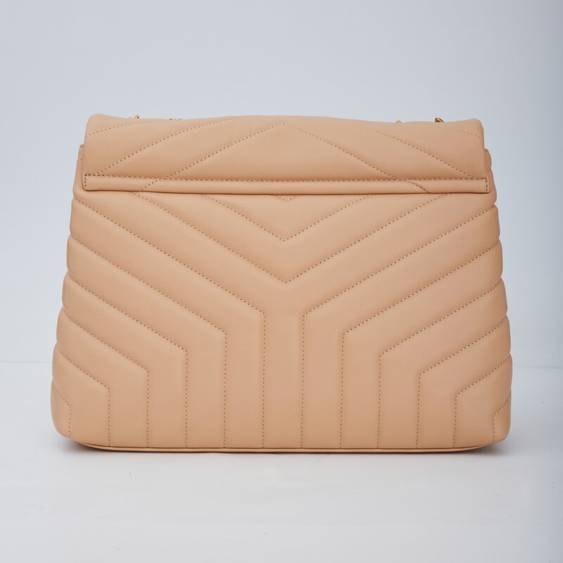 SAINT LAURENT BEIGE CALFSKIN LOULOU SATCHEL MEDIUM SHOULDER BAG CRTBLNCHSHP