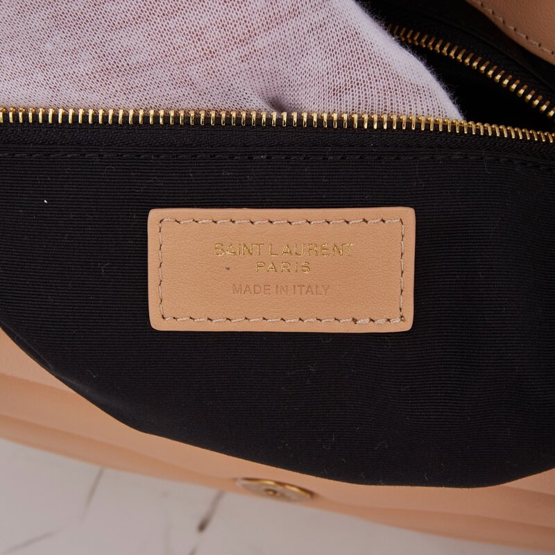 SAINT LAURENT SAINT LAURENT BEIGE CALFSKIN LOULOU SATCHEL MEDIUM SHOULDER BAG
