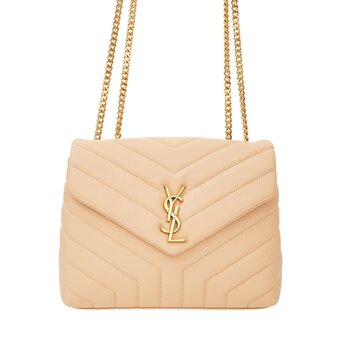 SAINT LAURENT SAINT LAURENT LEATHER MATELASSE BEIGE SMALL LOULOU BAG