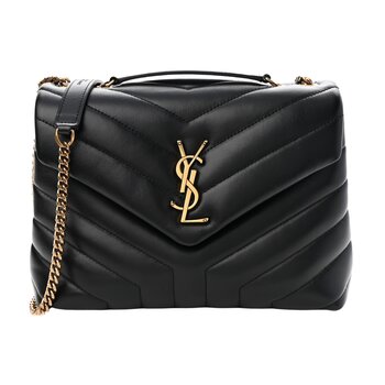 SAINT LAURENT SAINT LAURENT LOULOU SMALL CLASSIC BLACK LEATHER GOLD BAG