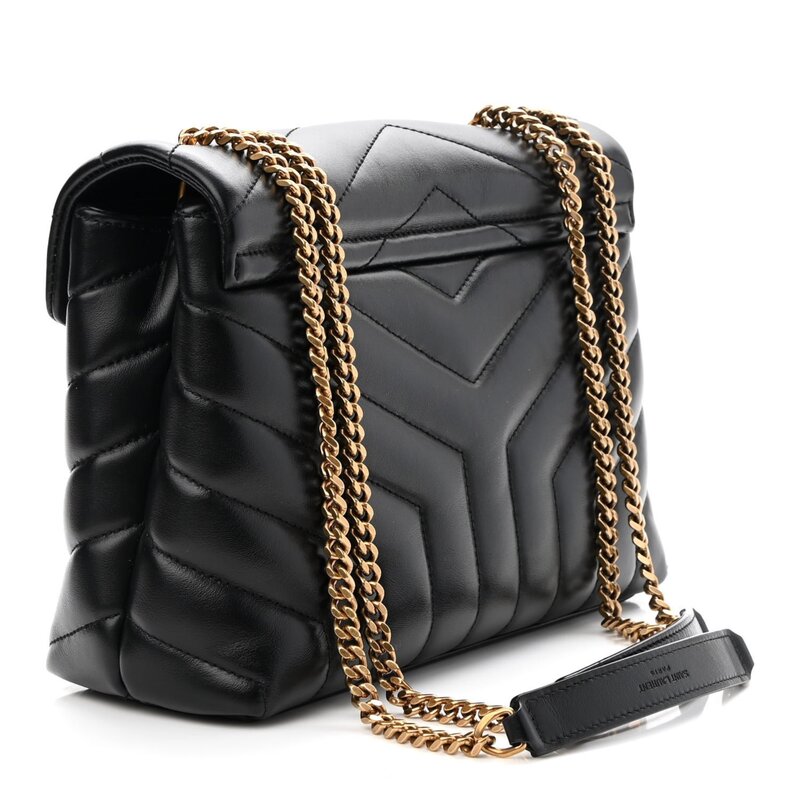 SAINT LAURENT SAINT LAURENT LOULOU SMALL CLASSIC BLACK LEATHER GOLD BAG