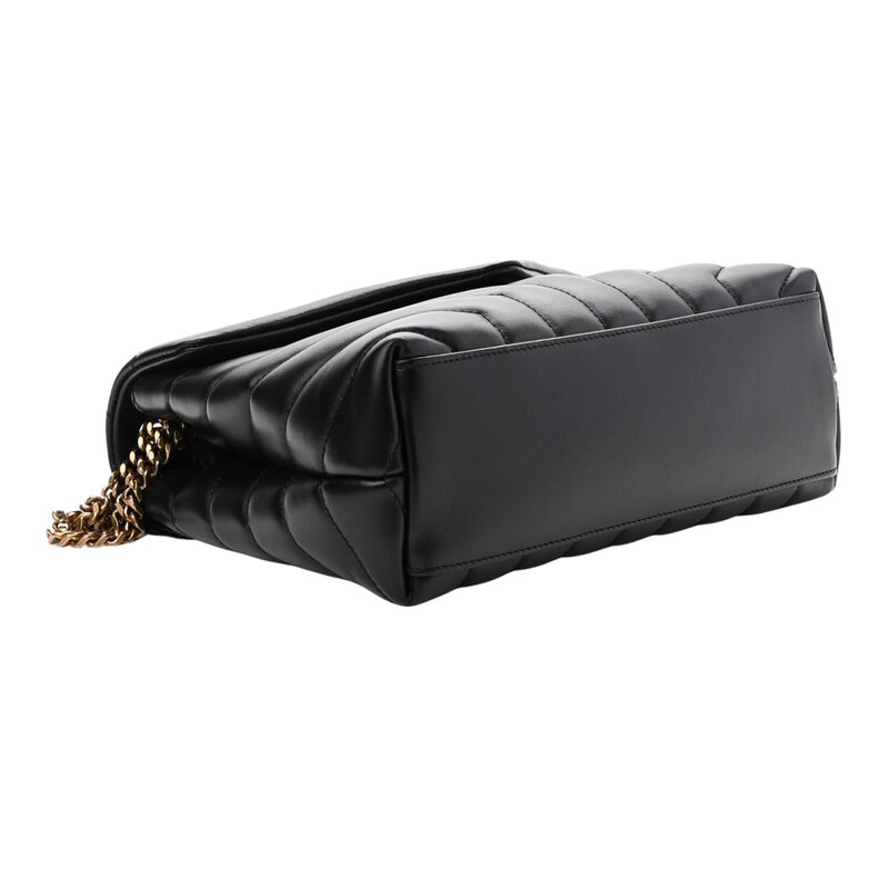 SAINT LAURENT SAINT LAURENT LOULOU SMALL CLASSIC BLACK LEATHER GOLD BAG