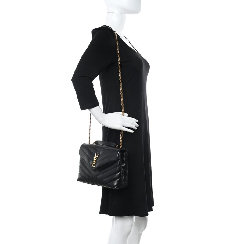 SAINT LAURENT SAINT LAURENT LOULOU SMALL CLASSIC BLACK LEATHER GOLD BAG