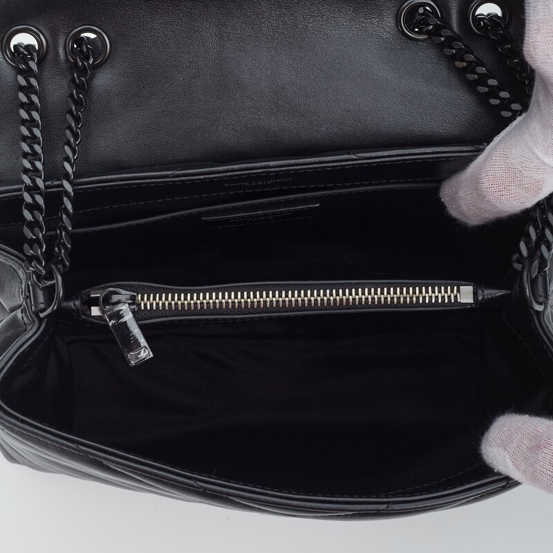 SAINT LAURENT LOULOU SMALL CLASSIC BLACK ON BLACK LEATHER BAG