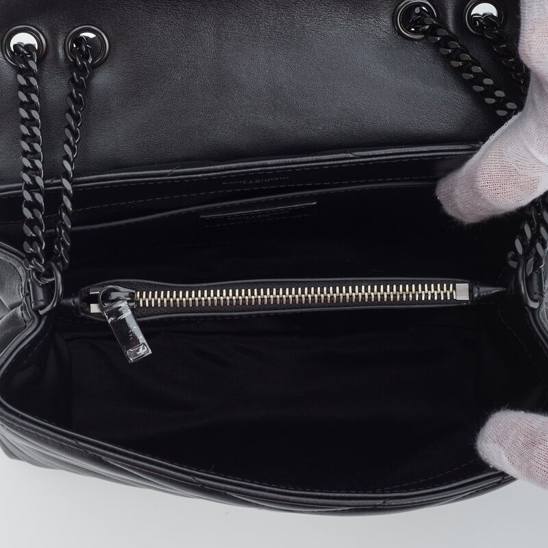 SAINT LAURENT SAINT LAURENT LOULOU SMALL CLASSIC BLACK ON BLACK LEATHER BAG