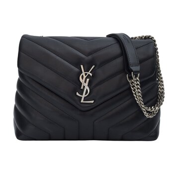 SAINT LAURENT SAINT LAURENT LOULOU SMALL CLASSIC BLACK LEATHER SILVER HARDWARE BAG
