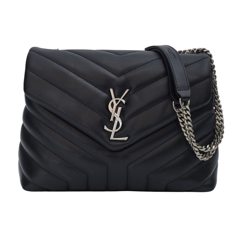 SAINT LAURENT SAINT LAURENT LOULOU SMALL CLASSIC BLACK LEATHER SILVER HARDWARE BAG