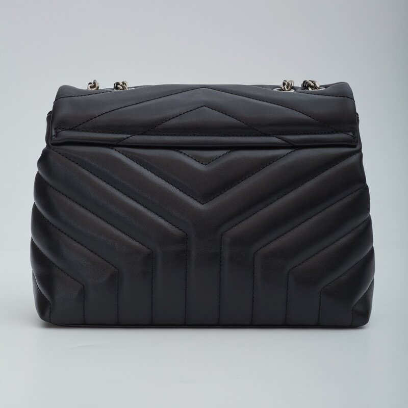 SAINT LAURENT SAINT LAURENT LOULOU SMALL CLASSIC BLACK LEATHER SILVER HARDWARE BAG