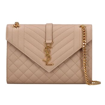SAINT LAURENT SAINT LAURENT MATELASSE QUILTED SATCHEL ENVELOPE BEIGE MEDIUM BAG