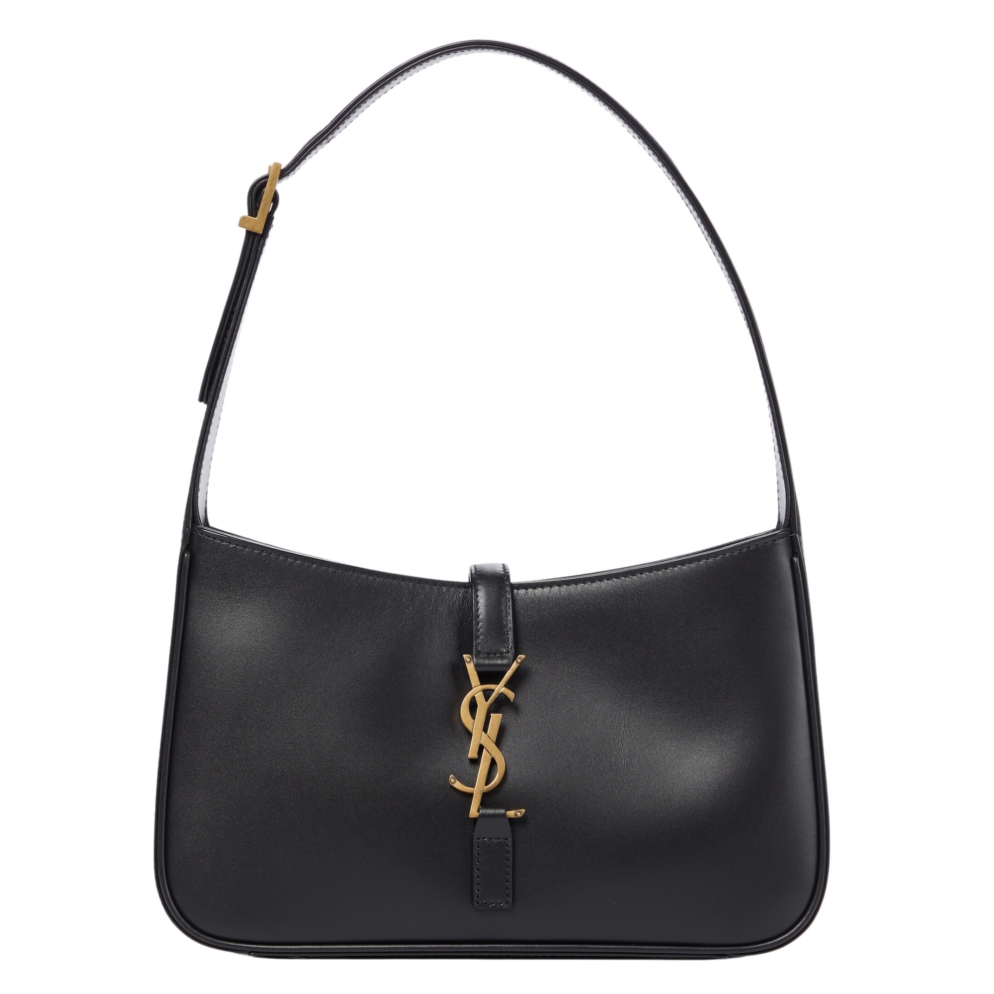 SAINT LAURENT SMOOTH BLACK LEATHER LE 5 À 7 HOBO BAG