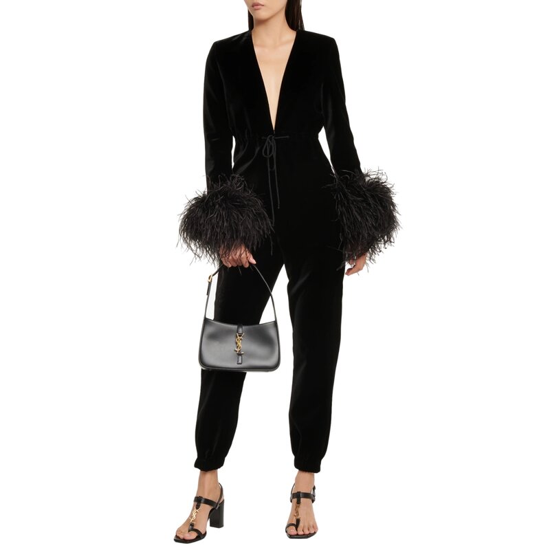 SAINT LAURENT SAINT LAURENT SMOOTH BLACK LEATHER LE 5 À 7 HOBO BAG