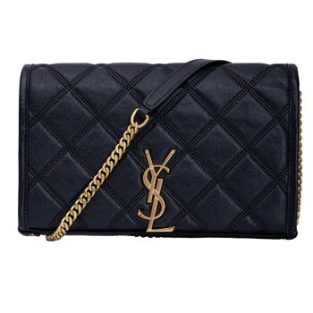 SAINT LAURENT SAINT LAURENT QUILTED BLACK LAMBSKIN CHAIN MINI BECKY BAG 650769