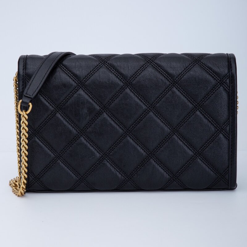 SAINT LAURENT SAINT LAURENT QUILTED BLACK LAMBSKIN CHAIN MINI BECKY BAG 650769