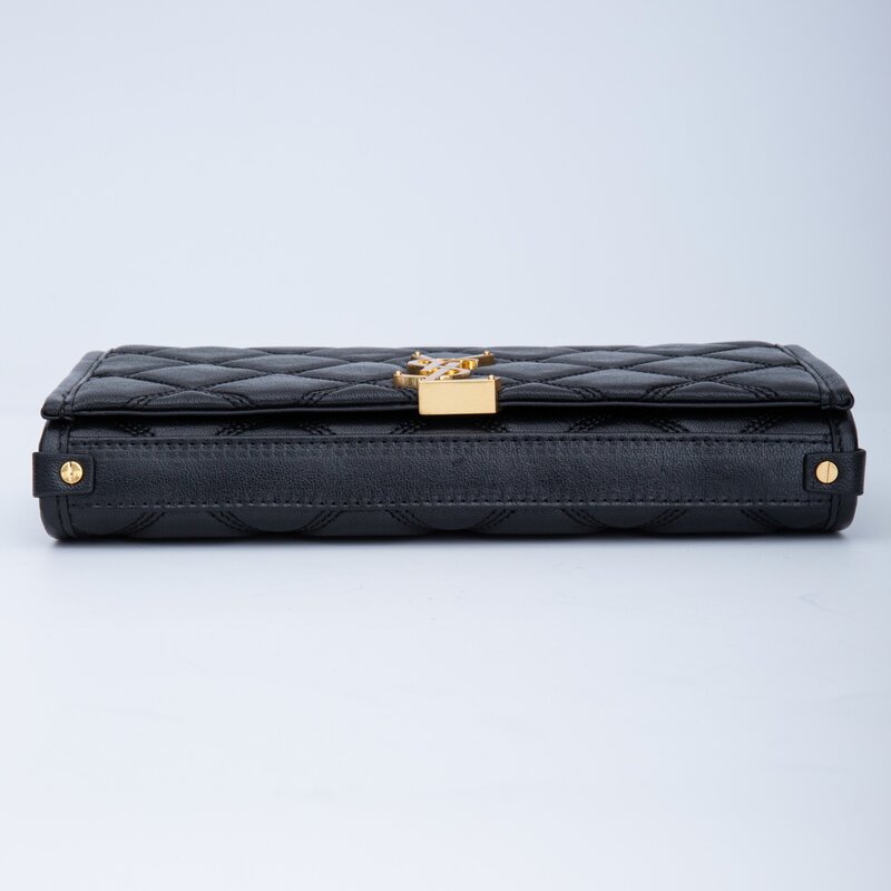 SAINT LAURENT SAINT LAURENT QUILTED BLACK LAMBSKIN CHAIN MINI BECKY BAG 650769