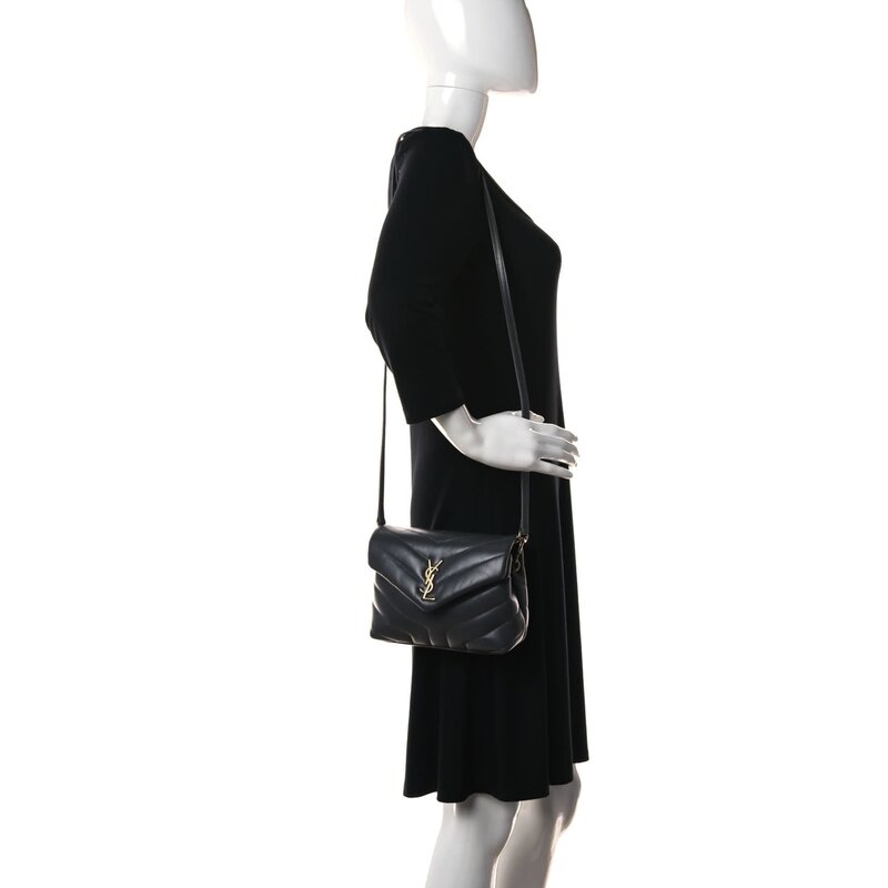 SAINT LAURENT SAINT LAURENT CALFSKIN BLACK Y QUILTED TOY LOULOU BAG GOLD HARDWARE