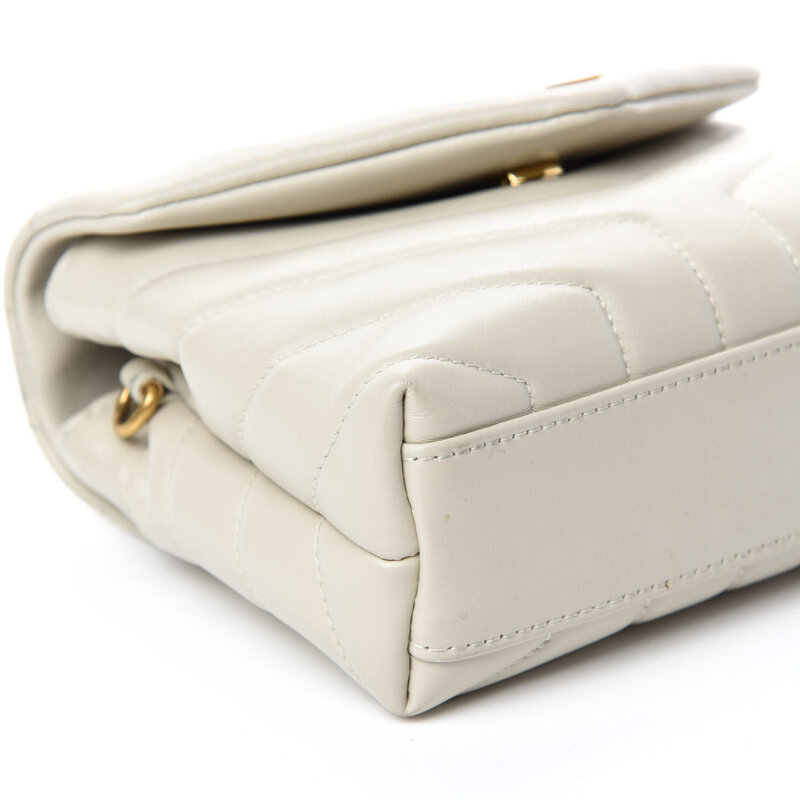 SAINT LAURENT SAINT LAURENT CALFSKIN WHITE IVORY Y QUILTED TOY LOULOU BAG GOLD HARDWARE