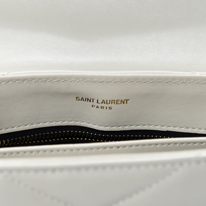 SAINT LAURENT SAINT LAURENT CALFSKIN WHITE IVORY Y QUILTED TOY LOULOU BAG GOLD HARDWARE