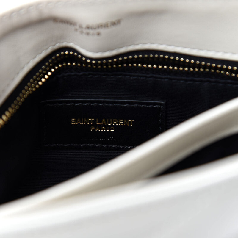 SAINT LAURENT SAINT LAURENT CALFSKIN WHITE IVORY Y QUILTED TOY LOULOU BAG GOLD HARDWARE