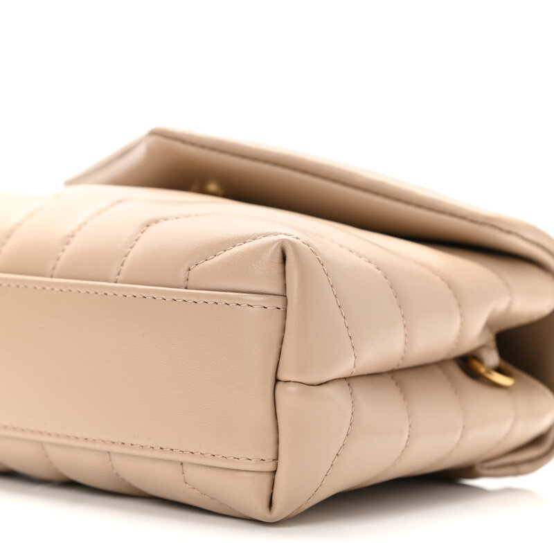 SAINT LAURENT SAINT LAURENT CALFSKIN DARK BEIGE Y QUILTED TOY LOULOU BAG GOLD HARDWARE