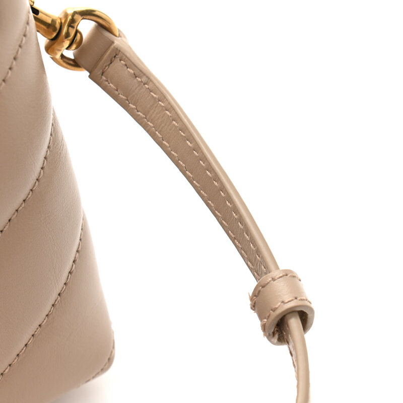 SAINT LAURENT SAINT LAURENT CALFSKIN DARK BEIGE Y QUILTED TOY LOULOU BAG GOLD HARDWARE