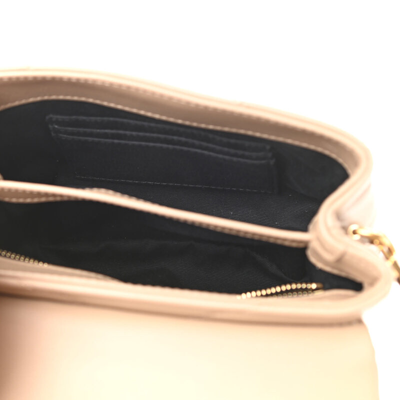SAINT LAURENT SAINT LAURENT CALFSKIN DARK BEIGE Y QUILTED TOY LOULOU BAG GOLD HARDWARE