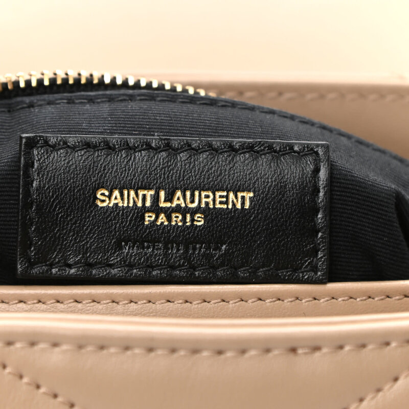 SAINT LAURENT SAINT LAURENT CALFSKIN DARK BEIGE Y QUILTED TOY LOULOU BAG GOLD HARDWARE