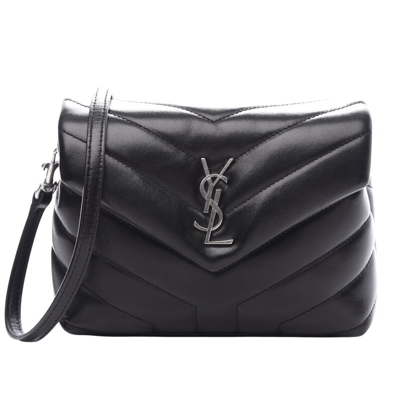 SAINT LAURENT CALFSKIN BLACK Y QUILTED TOY LOULOU BAG SILVER HARDWARE