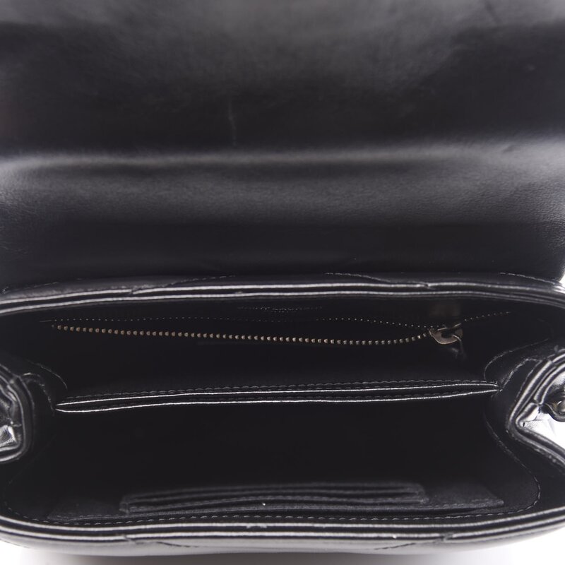 SAINT LAURENT SAINT LAURENT CALFSKIN BLACK Y QUILTED TOY LOULOU BAG SILVER HARDWARE