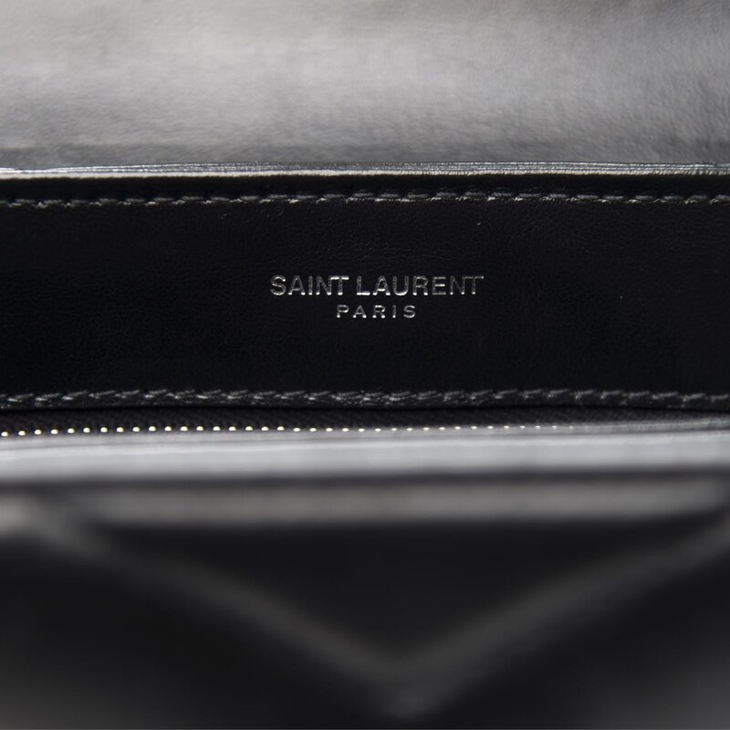 SAINT LAURENT CALFSKIN BLACK Y QUILTED TOY LOULOU BAG SILVER HARDWARE