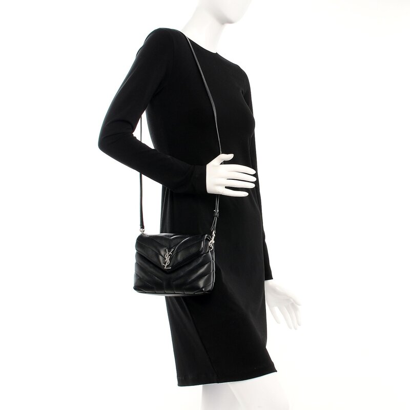 SAINT LAURENT SAINT LAURENT CALFSKIN BLACK Y QUILTED TOY LOULOU BAG SILVER HARDWARE
