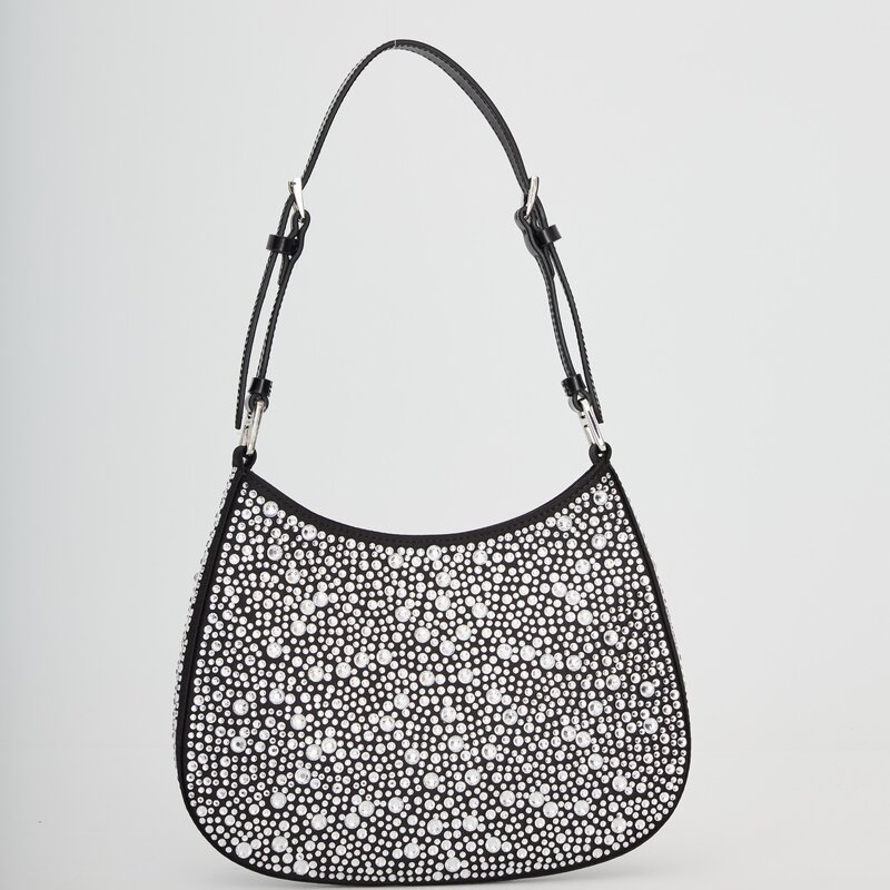 PRADA PRADA BLACK CRYSTAL CLEO SHOULDER BAG