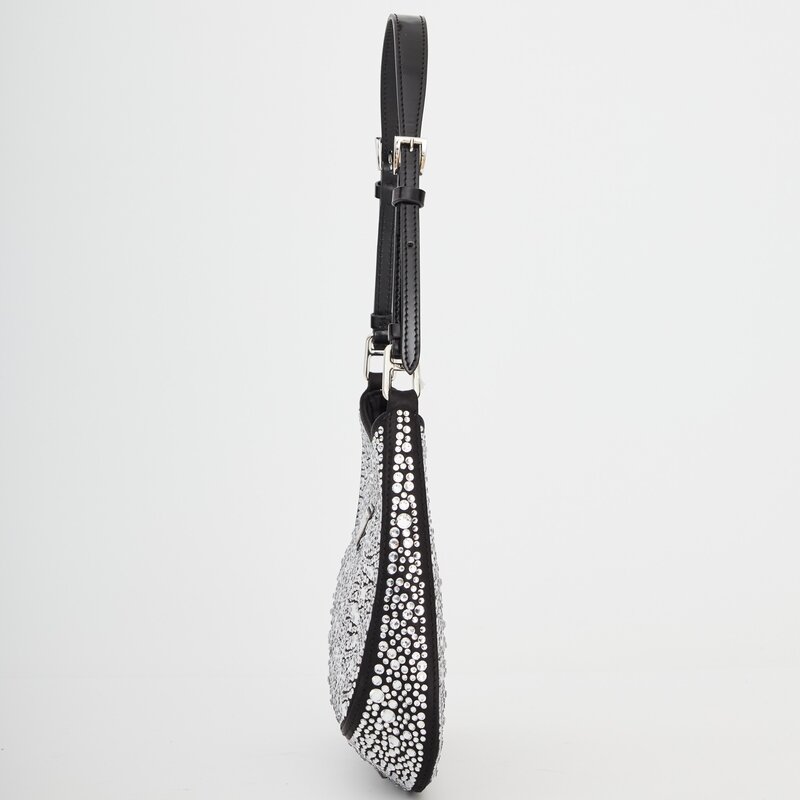 PRADA PRADA BLACK CRYSTAL CLEO SHOULDER BAG