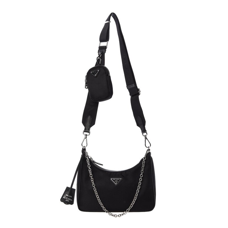 PRADA PRADA NYLON BLACK RE-EDITION 2005 MESSENGER BAG 2021