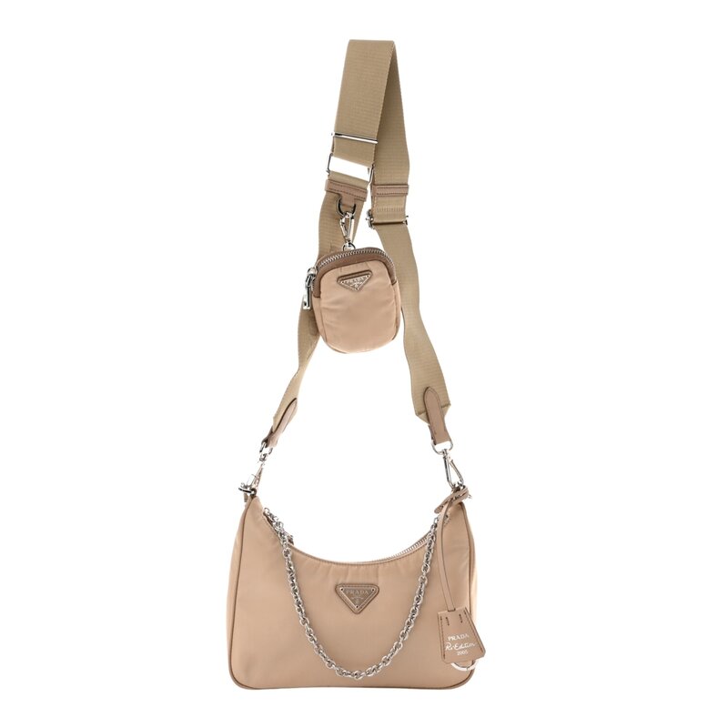 PRADA PRADA NYLON BEIGE RE-EDITION 2005 MESSENGER BAG