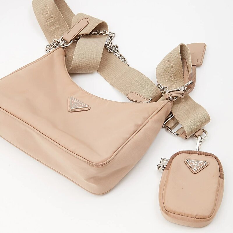 PRADA PRADA NYLON BEIGE RE-EDITION 2005 MESSENGER BAG