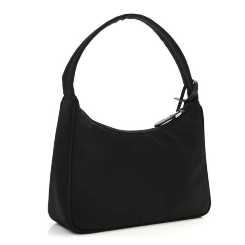 PRADA PRADA TESSUTO NYLON BLACK MINI RE-EDITION 2000 BAG SILVER