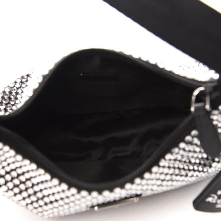 Prada Black Satin 2021 Crystal Re-edition 2000 Shoulder Bag
