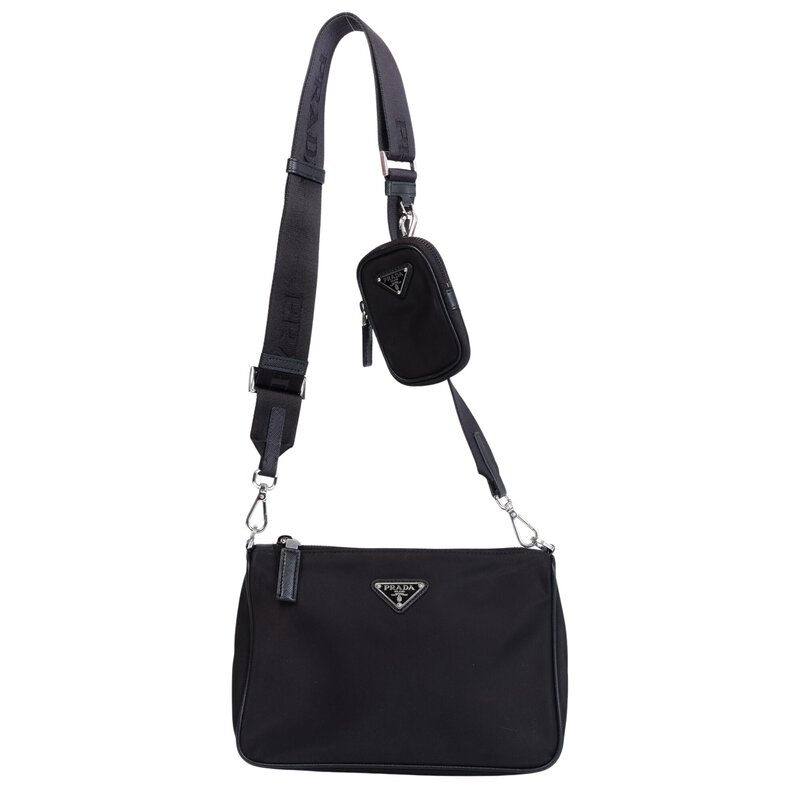 PRADA NYLON BLACK SQUARE RE EDITION MESSENGER BAG 2020