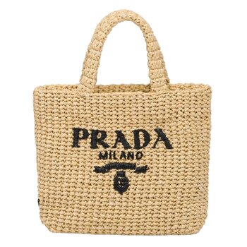 PRADA PRADA LOGO SMALL NATURAL RAFFIA TOTE