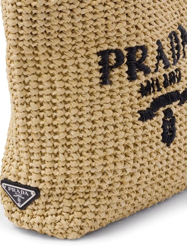 PRADA PRADA LOGO SMALL NATURAL RAFFIA TOTE