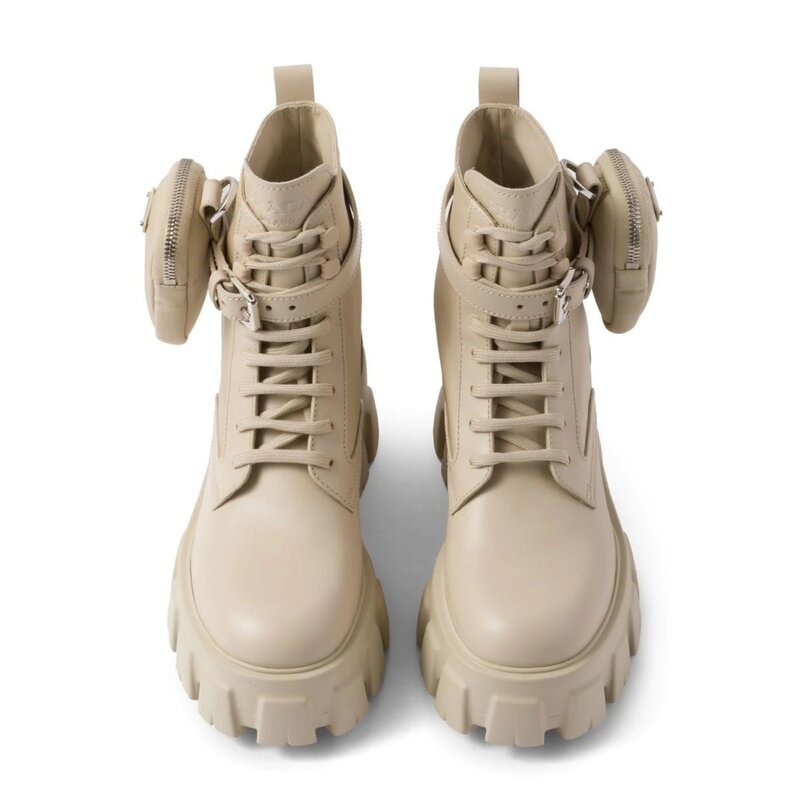 PRADA MONOLITH COMBAT BOOT BEIGE