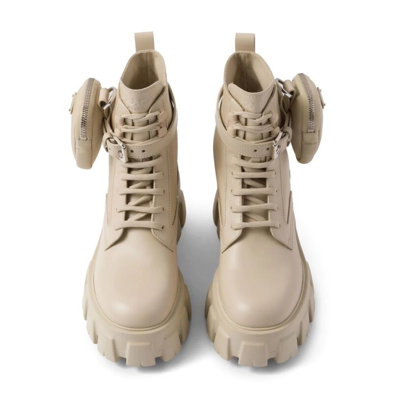 PRADA PRADA MONOLITH COMBAT BOOT BEIGE 39