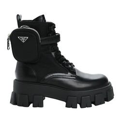 PRADA PRADA MONOLITH COMBAT BOOT BLACK 39